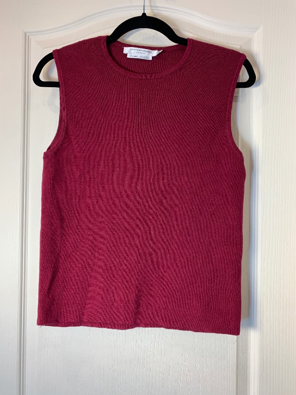 Contemporaine Simons Raspberry Cotton Cashmere Knit Vest Size M Layering Office